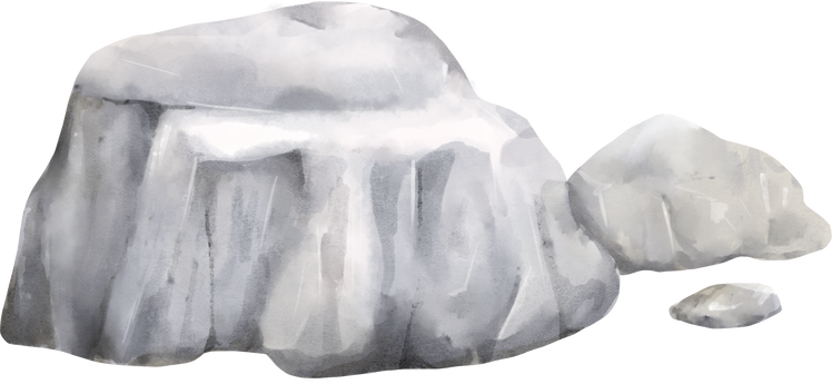 Watercolor Rocks Png, Nature Collage Element, Transparent Background