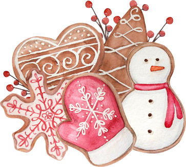 Winter watercolor Christmas cookies gingerbread