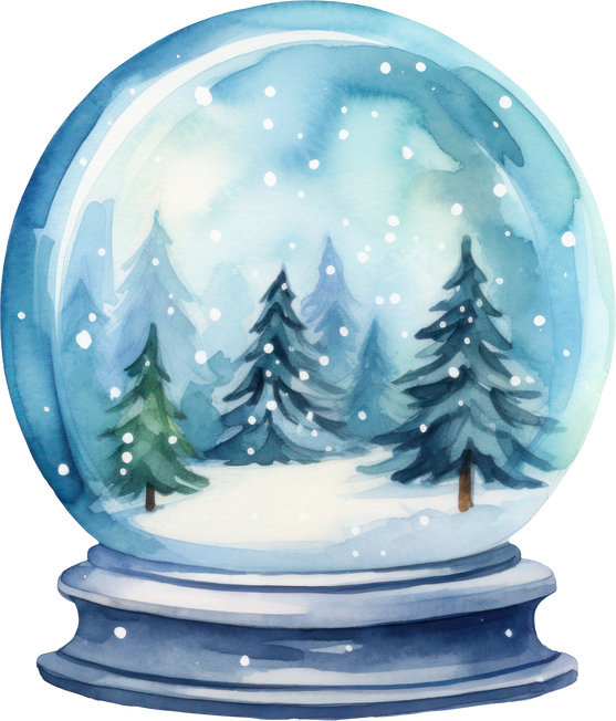 Christmas snow globe watercolor